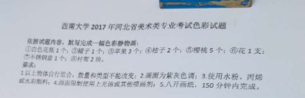 2017年西南大學美術類校考色彩考題(河北考點).png